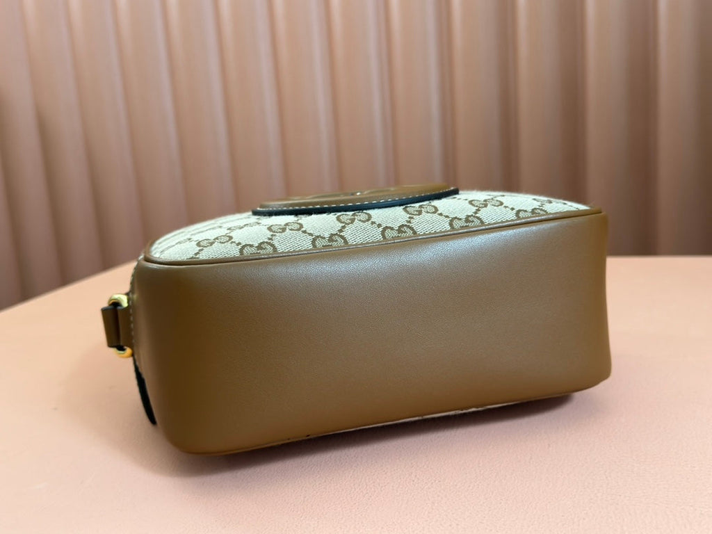 ブロンディ スモール ショルダーバッグ 21 ベージュ＆ダークブラウン キャンバス ブラウンカーフスキン