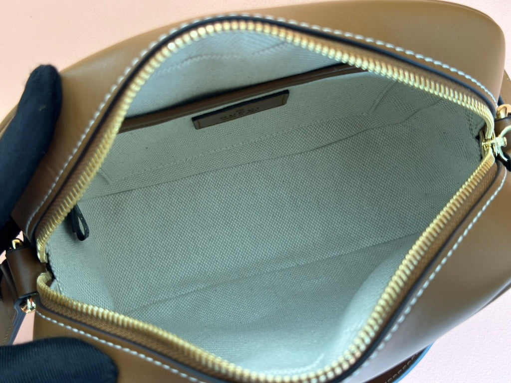 ブロンディ スモール ショルダーバッグ 21 ベージュ＆ダークブラウン キャンバス ブラウンカーフスキン