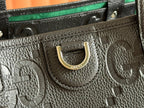 EMBLEM MEDIUM TOTE BAG 30 IN BLACK GG CALFSKIN