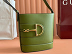 73 SMALL BUCKET BAG 20 IN GREEN SMOOTH CALFSKIN