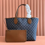 Große, wendbare Totissima-Tasche, 30,5 Zoll, dunkelblauer Denim, eine Seite graues Wildleder