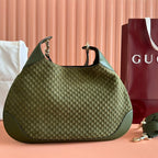 MEDIUM B SHOULDER BAG 42 IN DARK GREEN GG SUEDE