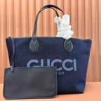 LARGE TOTISSIMA REVERSIBLE TOTE 30.5 IN DARK BLUE DENIM ONE SIDE BEIGE AND BLUE CALFSKIN ON THE OTHER