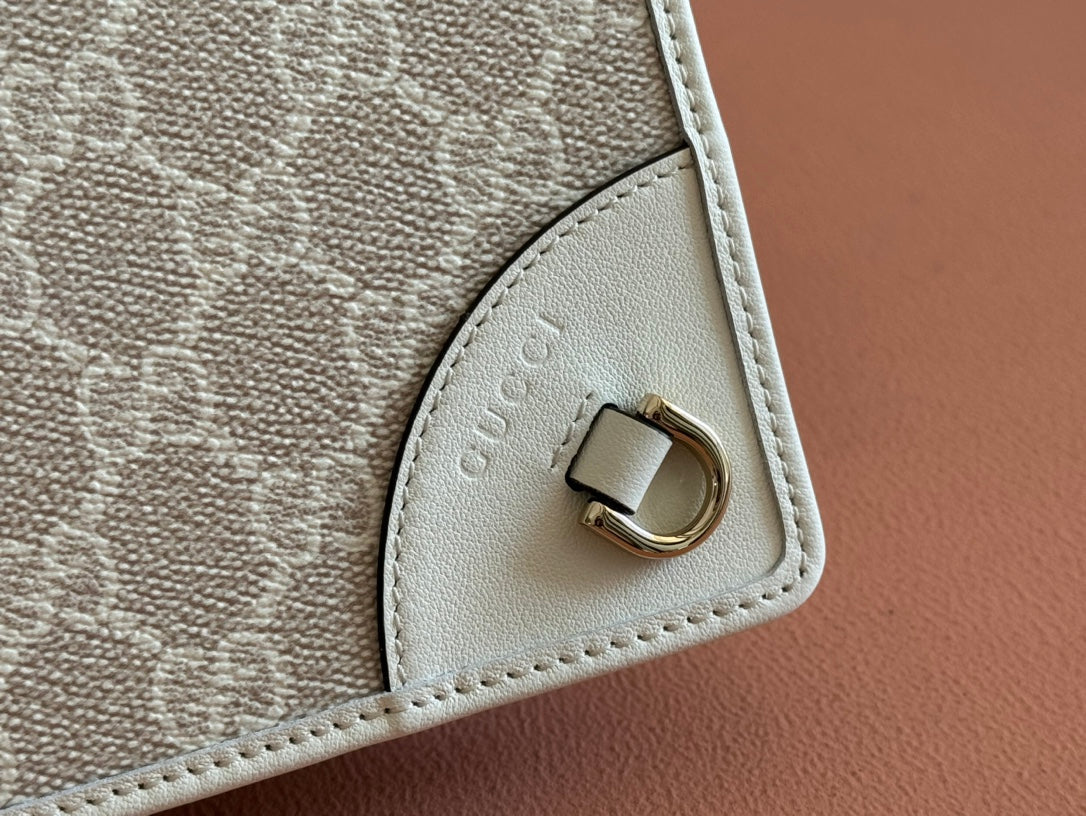 EMBLEM WALLET GG MONOGRAM 20 IN BEIGE AND WHITE SMOOTH CALFSKIN