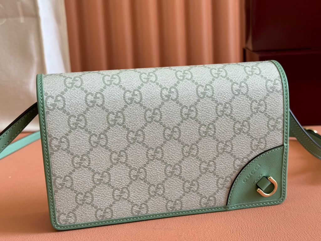 EMBLEM WALLET GG MONOGRAM 20 IN SAGE GREEN SMOOTH CALFSKIN