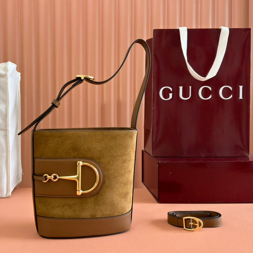 73 KLEINE EIMERTASCHE 20 IN BRAUN WEICHES WILDLEDER UND KALBSLEDER