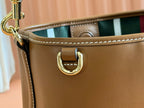 EMBLEM SMALL BUCKET BAG 19 IN BROWN SMOOTH CALFSKIN