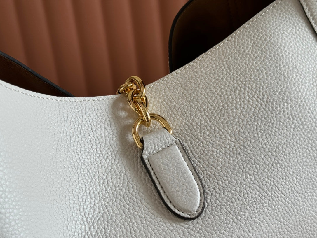 SOFTBIT MAXI SHOULDER BAG 46 IN WHITE GRAINY LAMBSKIN