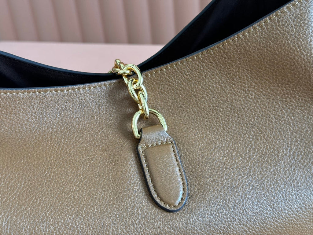 SOFTBIT MAXI SHOULDER BAG 46 IN BROWN GRAINY LAMBSKIN