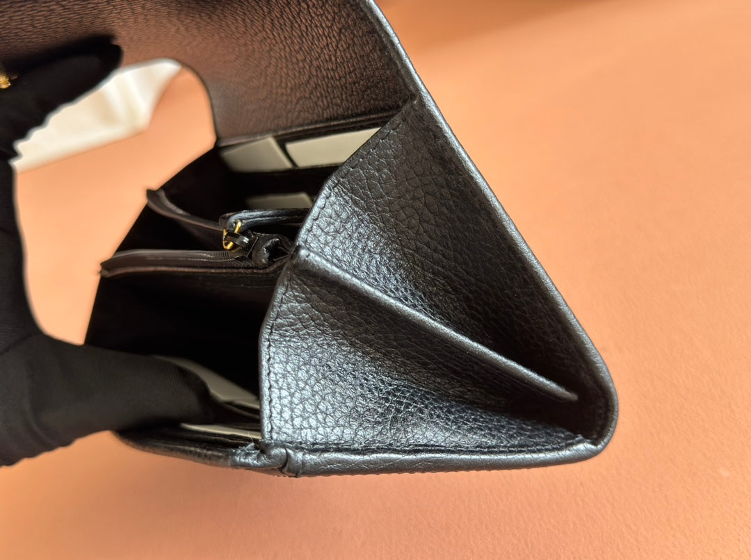 GG MARMONT CONTINENTAL WALLET 19 BLACK IN CALFSKIN