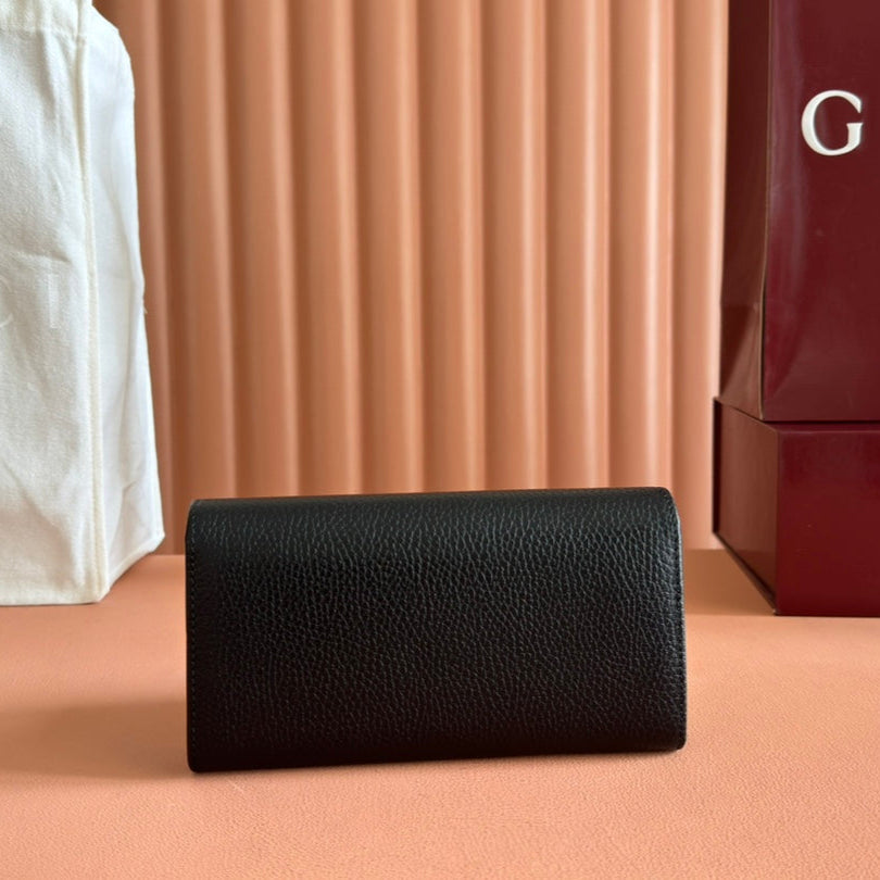 GG MARMONT CONTINENTAL WALLET 19 BLACK IN CALFSKIN