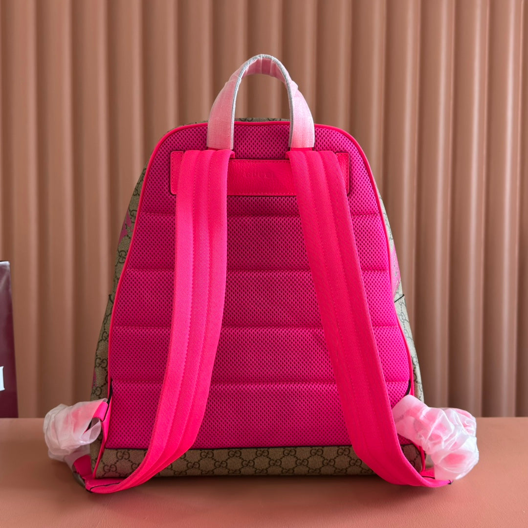 GUCCI MEDIUM BACKPACK WITH PRINT 41 PINK IN CALFSKIN