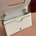 GG MARMONT WALLET ON CHAIN 20 BEIGE AND WHITE IN CALFSKIN