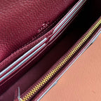 GG MARMONT WALLET ON CHAIN 20 DARK RED AND BEIGE IN CALFSKIN