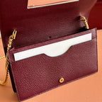 GG MARMONT WALLET ON CHAIN 20 DARK RED AND BEIGE IN CALFSKIN