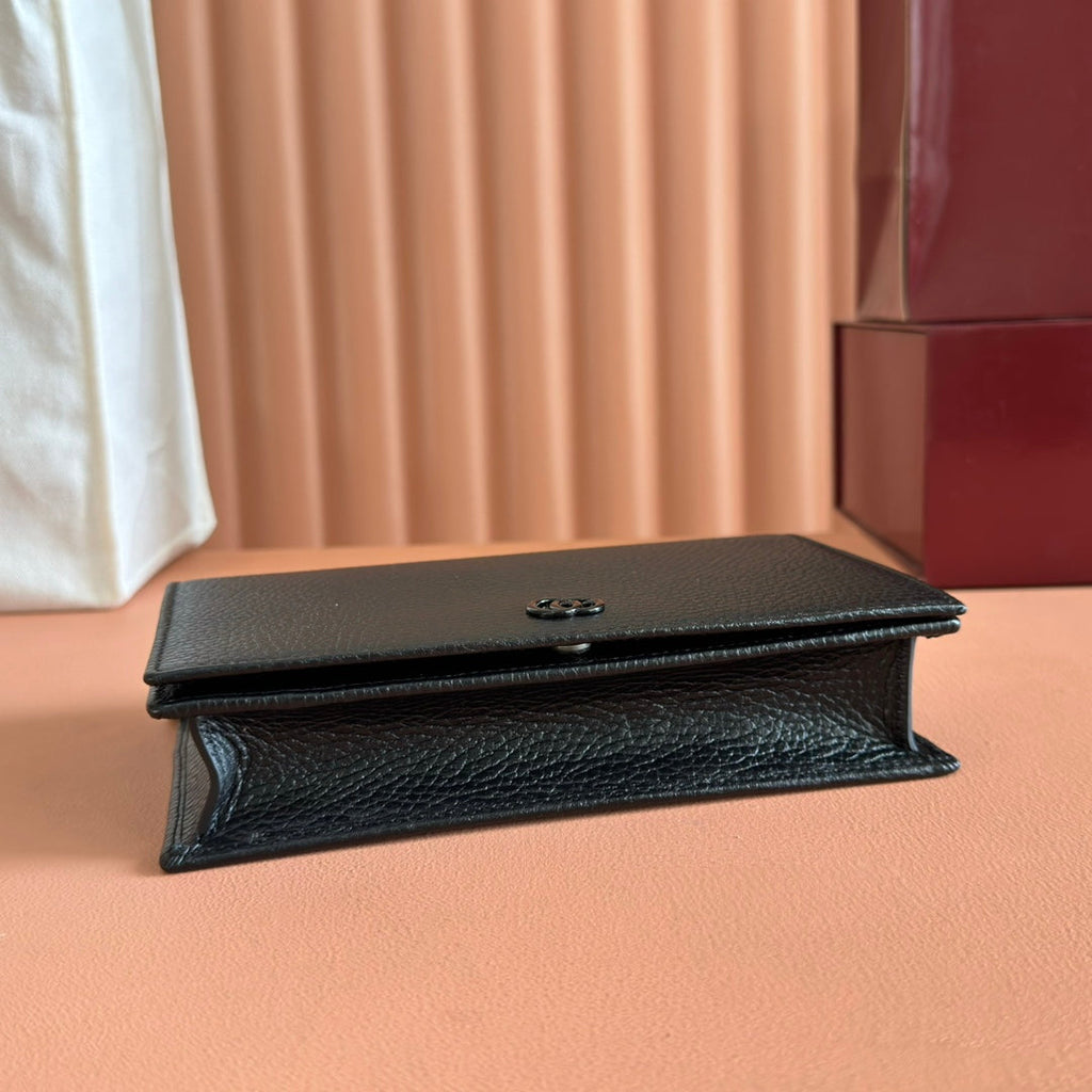 GG MARMONT 20 MINI CHAIN BAG IN BLACK CALFSKIN