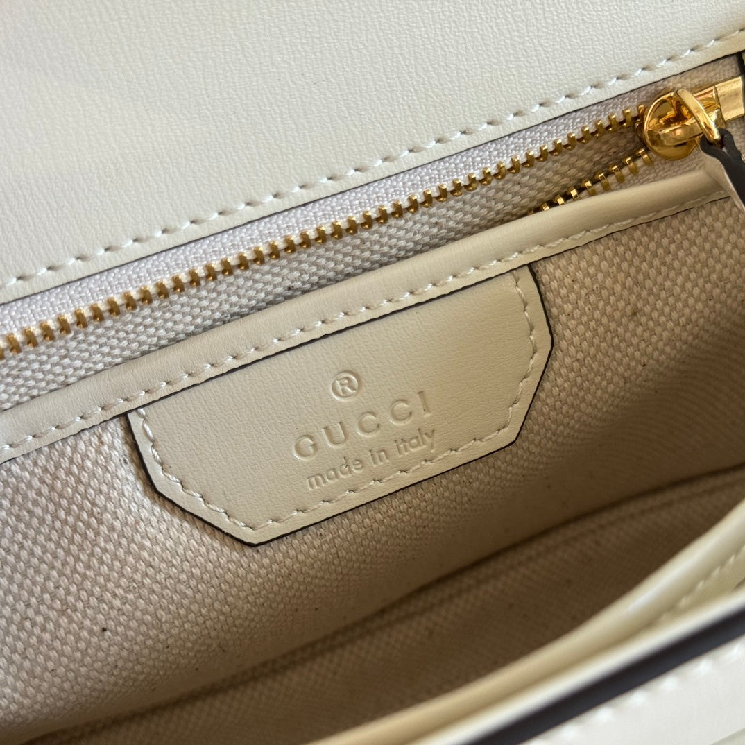 GUCCI BAMBOO MINI BAG 21 WHITE IN CALFSKIN