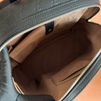 EMBOSSED BACKPACK 40 IN BLACK CALFSKIN SILVER HARDWARE