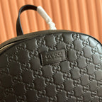 EMBOSSED BACKPACK 40 IN BLACK CALFSKIN SILVER HARDWARE