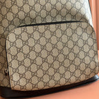 EMBOSSED BACKPACK 40 IN BEIGE AND DARK BROWN CALFSKIN