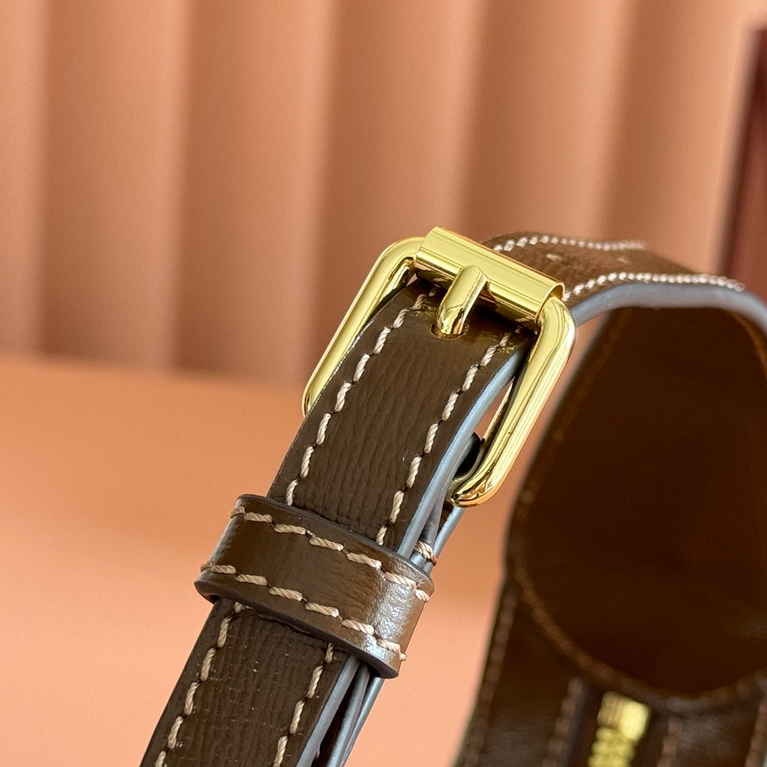 GG SUPREME SHOULDER BAG 22 BROWN IN CANVAS GOLD HARDWARE