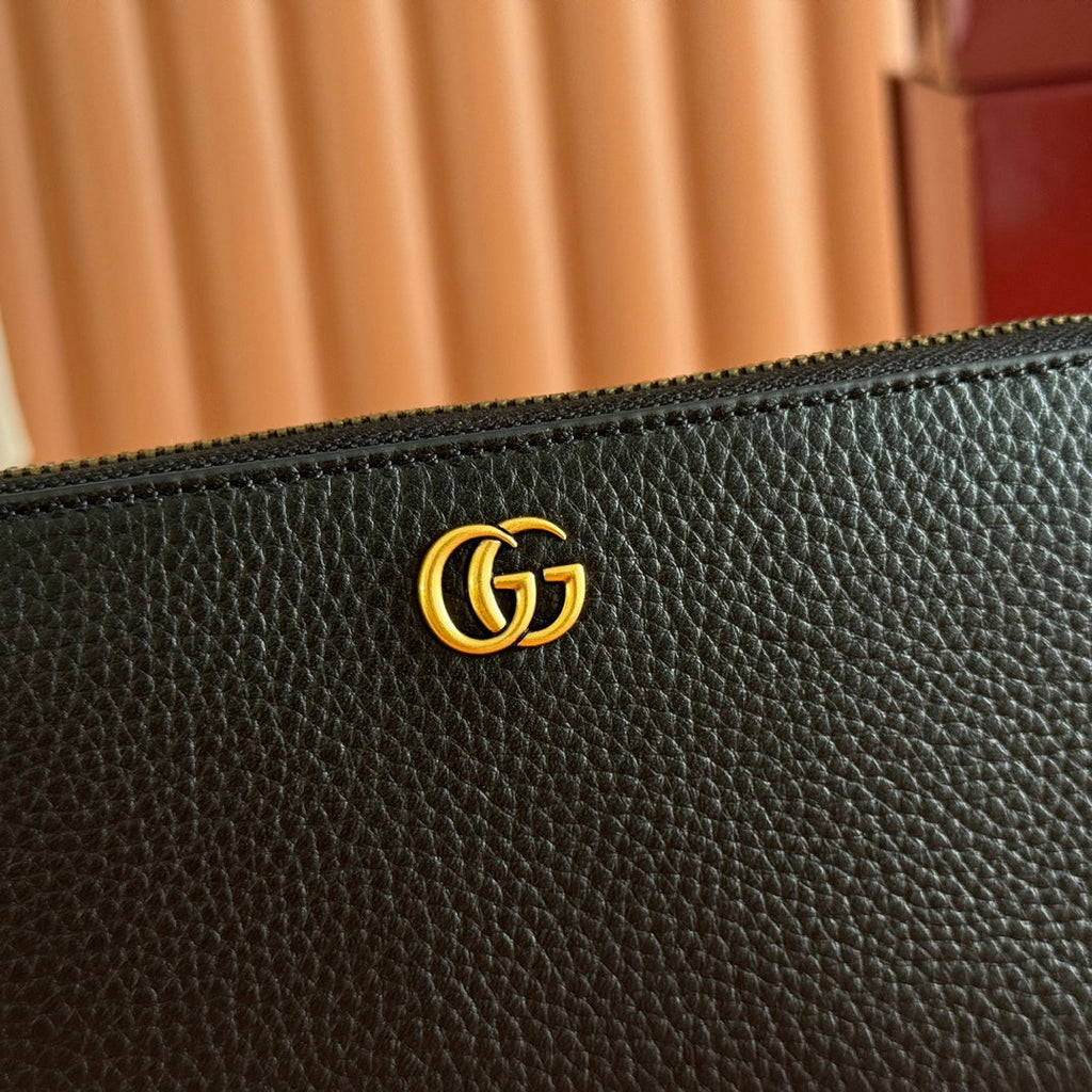 GG 25S MARMONT WALLET 19 IN BLACK CALFSKIN GOLD HARDWARE