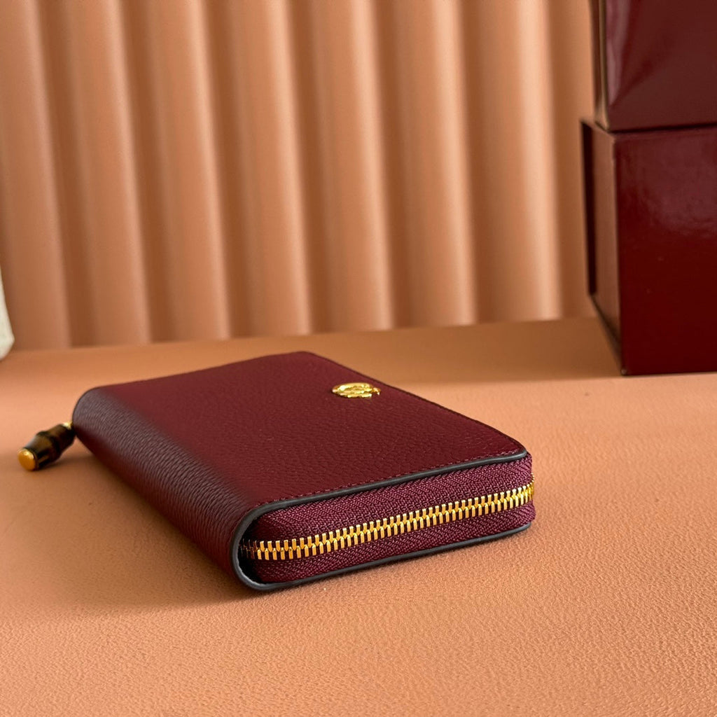 GG 25S MARMONT WALLET 19 IN RED CALFSKIN GOLD HARDWARE