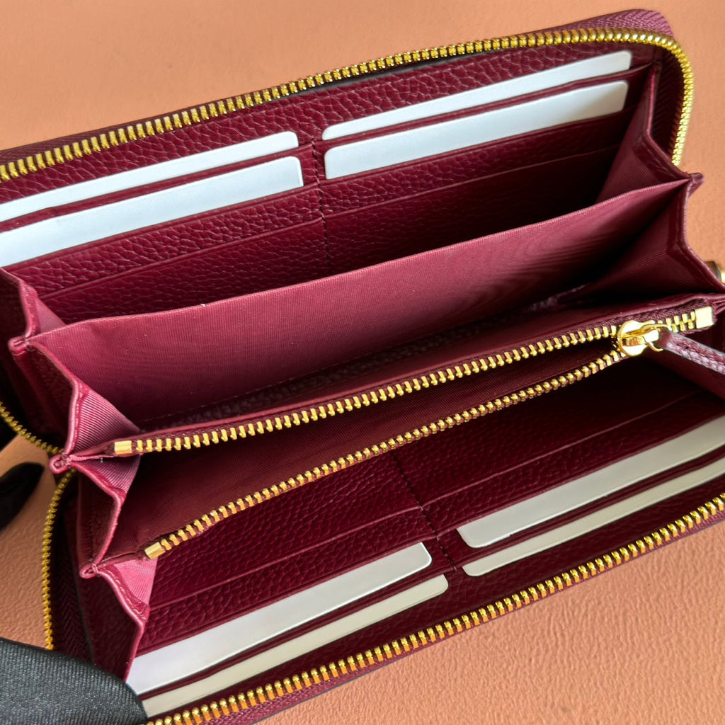 GG 25S MARMONT WALLET 19 IN RED CALFSKIN GOLD HARDWARE