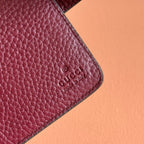 GG 25S MARMONT WALLET 13 IN RED CALFSKIN GOLD HARDWARE