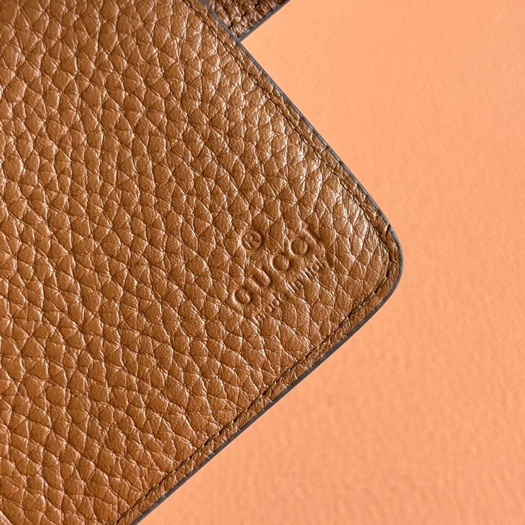 GG 25S MARMONT WALLET 13 IN BROWN CALFSKIN GOLD HARDWARE