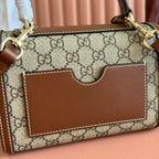 GUCCI 25S Vorhängeschlosstasche 20 Zoll in beigem Canvas und braunem Kalbsleder