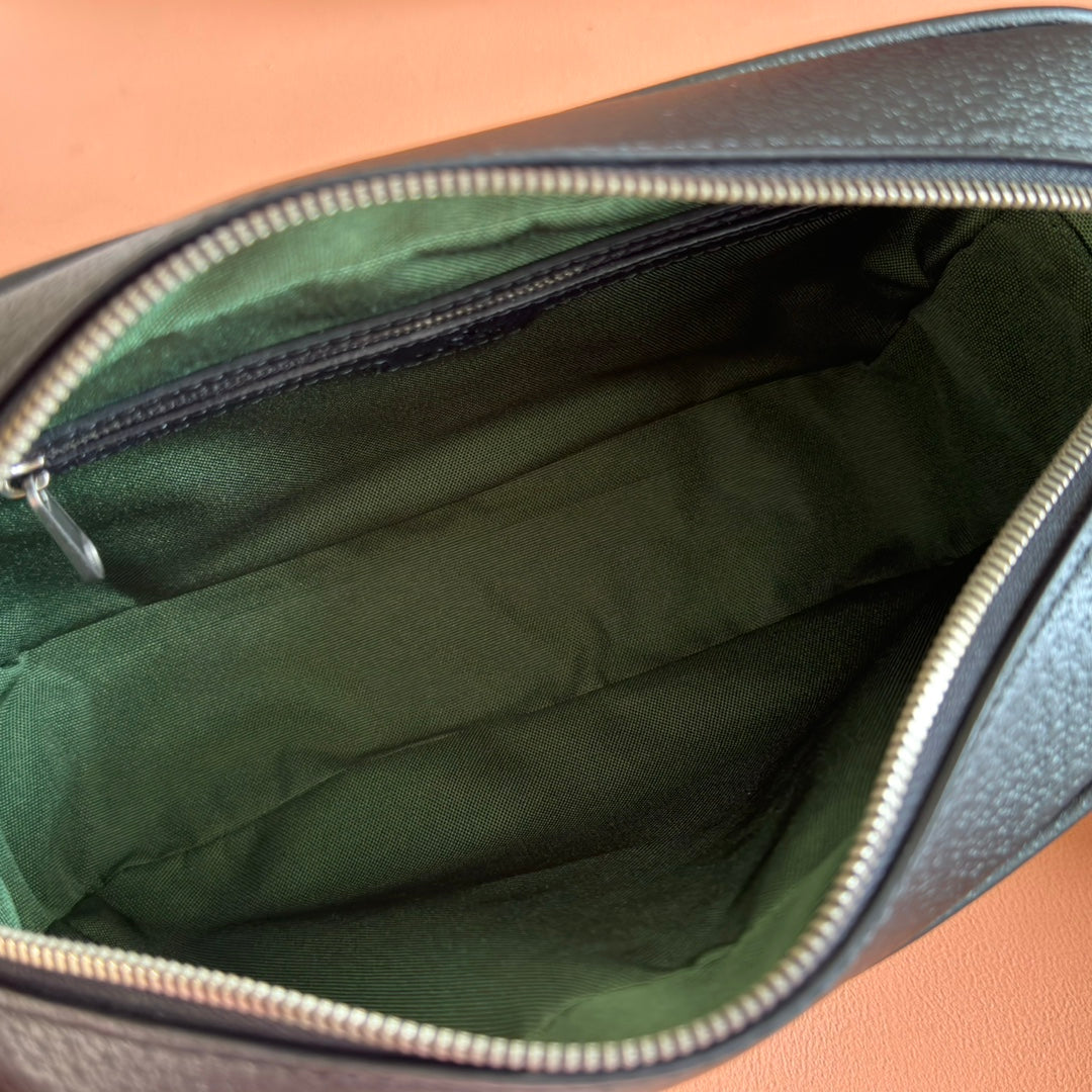 GUCCI 25S OPHIDIA CROSSBODY BAG 28 IN BLACK CALFSKIN