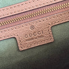 GUCCI 25S OPHIDIA SMALL BAG 28 IN BEIGE CANVAS AND BROWN CALFSKIN