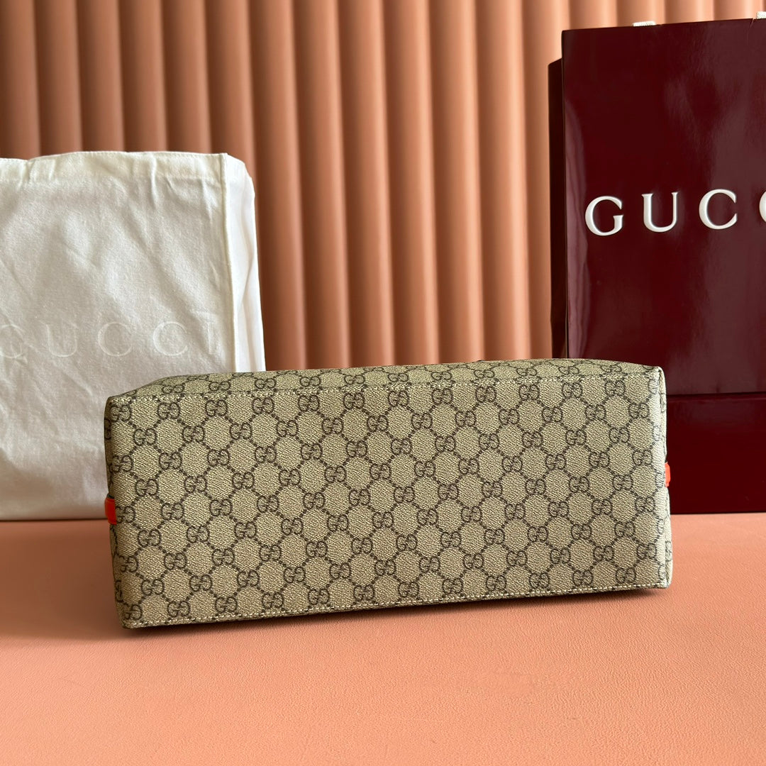 GUCCI 25S EMBLEM GROSSE TASCHE 38 IN BEIGE UND SCHWARZEM KALBSLEDER