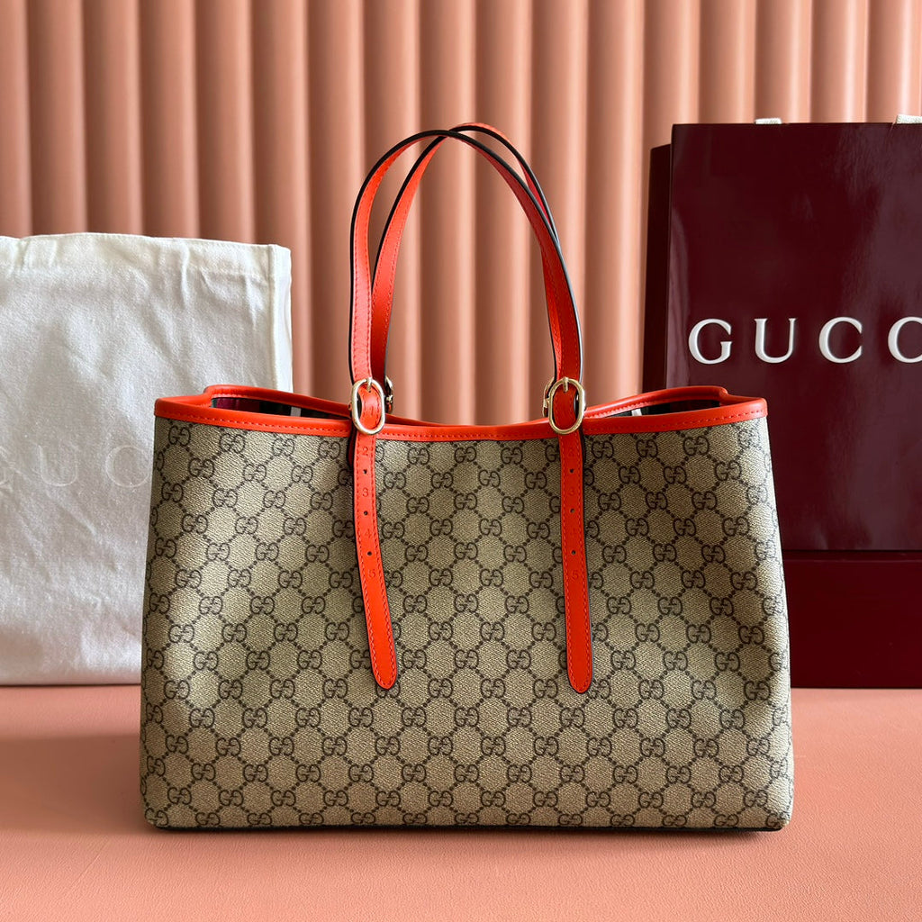 GUCCI 25S EMBLEM GROSSE TASCHE 38 IN BEIGE UND SCHWARZEM KALBSLEDER
