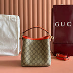 GUCCI 25S EMBLEM MINI-TASCHE 19 IN BEIGE UND SCHWARZEM KALBSLEDER