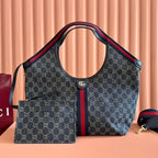 GUCCI 25S GIGLIO LARGE TOTE BAG 50 IN BLUE AND WHITE DENIM