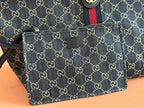 GUCCI 25S GIGLIO LARGE TOTE BAG 50 IN BLUE AND WHITE DENIM