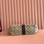 GUCCI 25S GIGLIO LARGE TOTE BAG 50 IN BEIGE AND DARK BROWN CANVAS