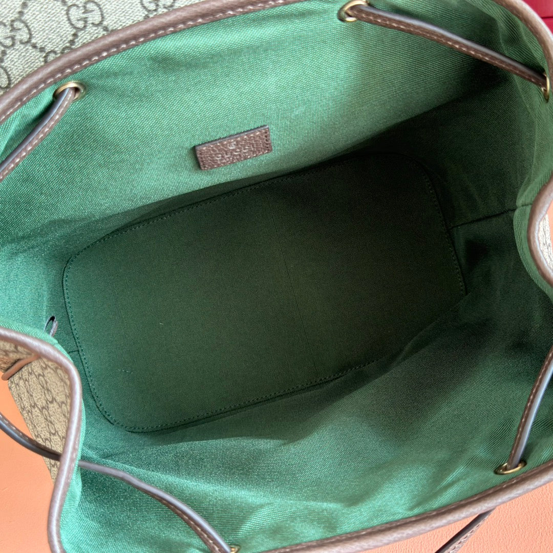 GG 25S OPHIDIA MEDIUM BACKPACK 30 IN BEIGE AND EBONY CALFSKIN