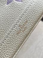 NANO NOÉ 16 IN WHITE PURPLE MONOGRAM EMBOSSED CALFSKIN