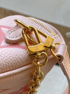 MINI-BAUGTASCHE 17 IN FARADIENT-ROSA MONOGRAMM EMPREINTE LEDER GOLDENE BESCHLÄGE