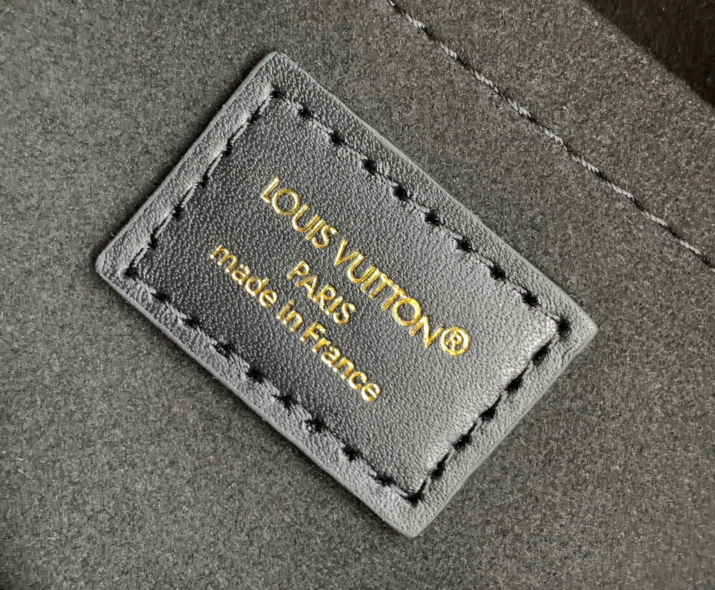 SPEEDY Kofferraumtasche 20 Zoll, braunes monogrammbeschichtetes Canvas und schwarzes Kalbsleder