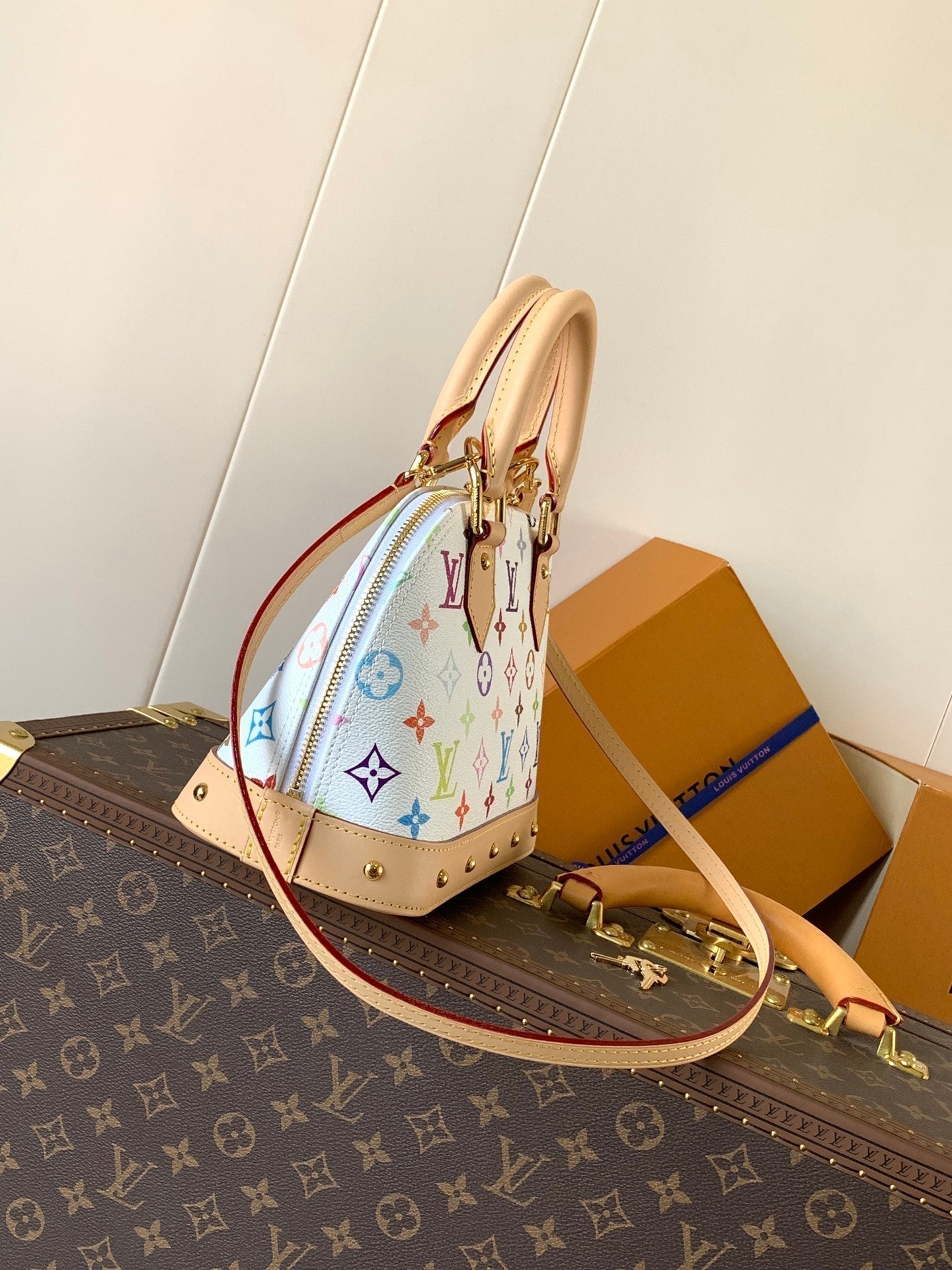 ALMA BB BAG 23 IN COLORFUL MONOGRAM COWHIDE GOLD-TONE HARDWARE