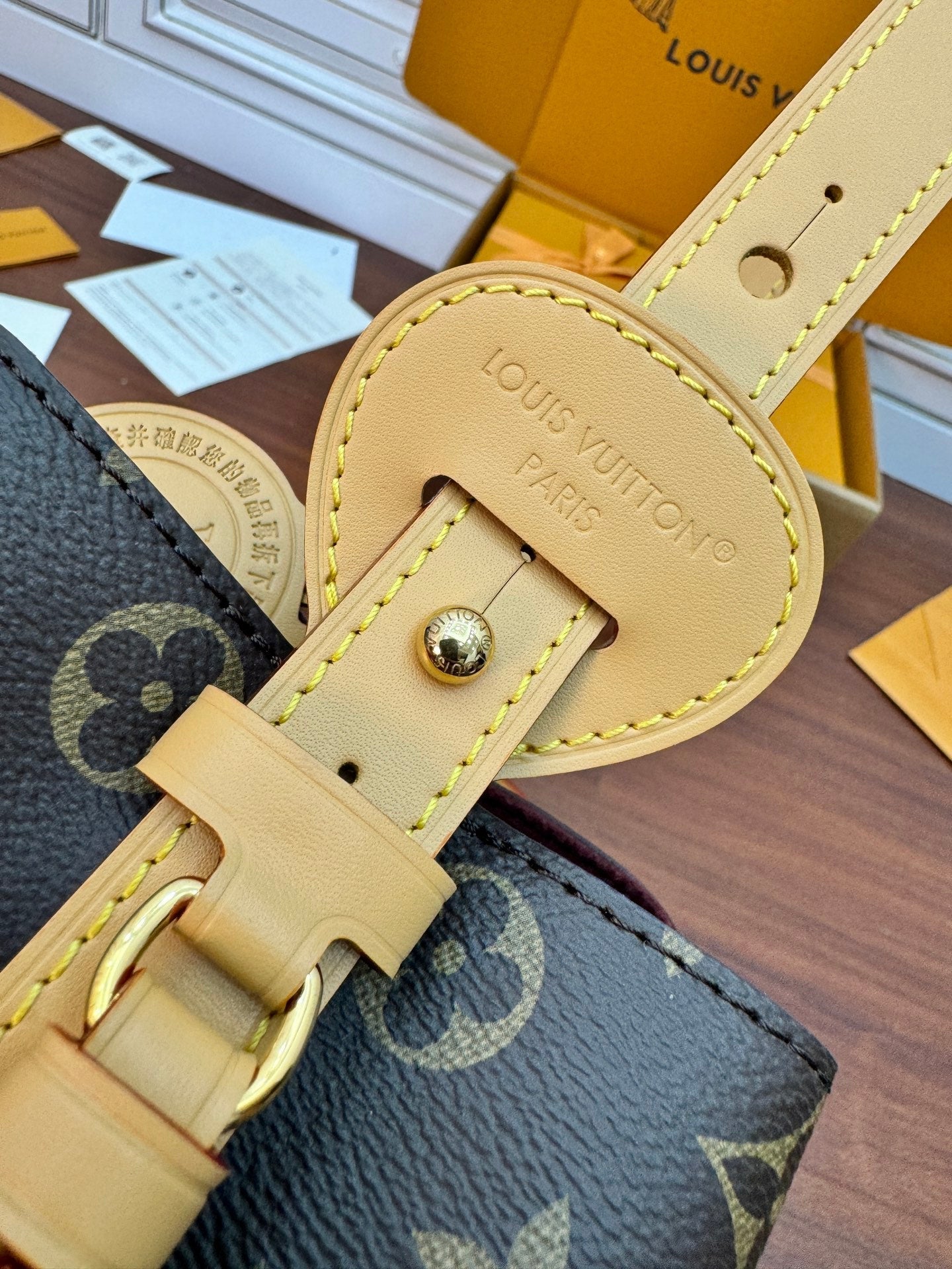 ALL IN BB BAG 18 IN BROWN MONOGRAM COATED CANVAS AND CALFSKIN