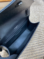 ENVELOPE CHAIN BAG 24 IN BLACK CALFSKIN