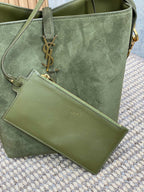 LE 37 SMALL BUCKET BAG 25 IN HUNTER GREEN SUEDE GOLD HARDWARE
