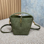 LE 37 SMALL BUCKET BAG 20 IN HUNTER GREEN SUEDE GOLD HARDWARE