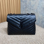 LOULOU SHOULDER BAG 32 IN BLACK QUILTED LAMBSKIN BLACK HARDWARE