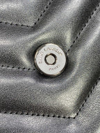 LOULOU SHOULDER BAG 32 IN BLACK QUILTED LAMBSKIN BLACK HARDWARE